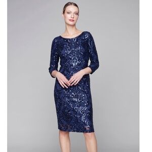 Alex Evenings - Navy Sequin Evening Dress | 12